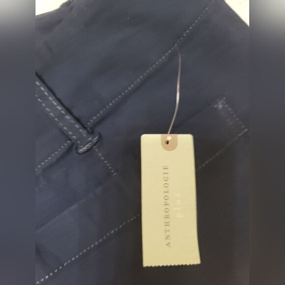 Anthropologie The Colette Cropped Wide-Leg Pants Sz Plus 24W Navy Blue New NWT - Picture 8 of 10